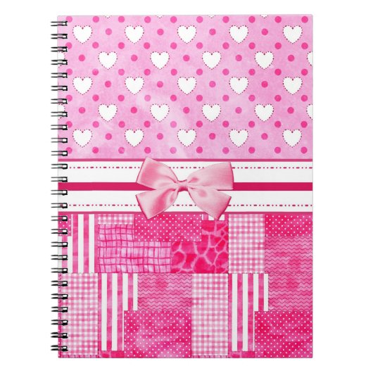 Girly rosa Einklebebuch-Art Notizblock (Vorderseite)
