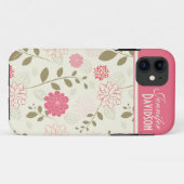 Girly rosa Elfenbein-TANblumenmonogramm iPhone5 Case-Mate iPhone Hülle (Rückseite (Horizontal))