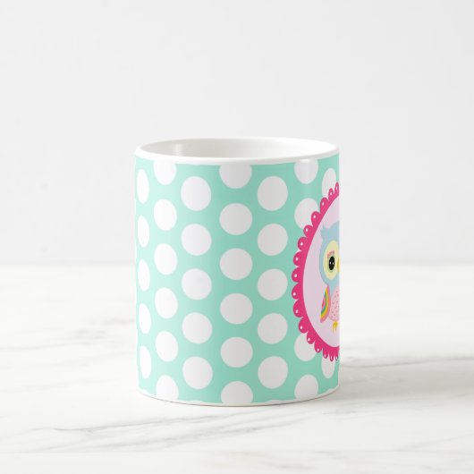 Girly rosa Eulen-Blumen-u. Kaffeetasse (Mittel)
