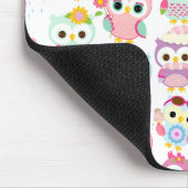 Girly rosa Eulen-niedliches Muster Mousepad (Ecke)