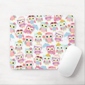 Girly rosa Eulen-niedliches Muster Mousepad (Mit Mouse)