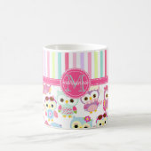 Girly rosa Eulen-niedliches Muster PersCustomize Kaffeetasse (Mittel)