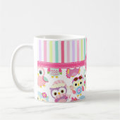 Girly rosa Eulen-niedliches Muster PersCustomize Kaffeetasse (Links)