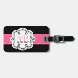 Girly Rosa genähte Band-personalisierte Tasche Gepäckanhänger