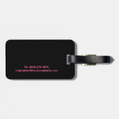 Girly Rosa genähte Band-personalisierte Tasche Gepäckanhänger (Rückseite horizontal)