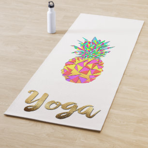 Girly rosa geometrisches Dreieck-Ananas-Goldyoga Yogamatte