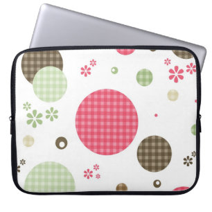 Girly rosa Gingham-Muster kreist niedliche Laptopschutzhülle