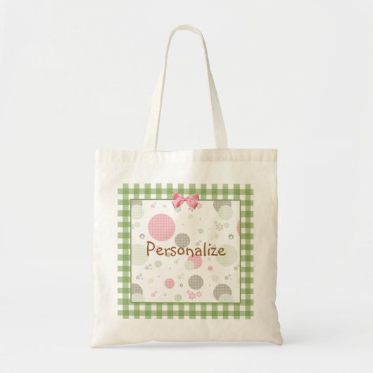 Girly rosa Gingham-Muster kreist niedliche Tragetasche (Vorne)