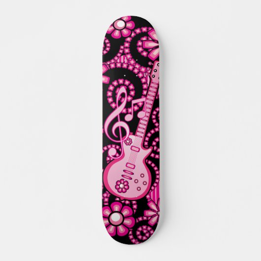 Girly rosa Gitarre Skateboard (Vorne)