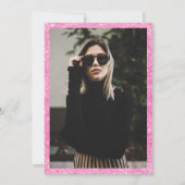 Girly rosa Glitzer Randmarmor Foto Sweet 16 Einladung (Rückseite)