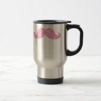 GIRLY ROSA GLITZER-SCHNURRBART GEDRUCKT