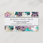 Girly rosa Goldblumenillustrations-Aquarell Visitenkarte (Rückseite)