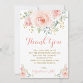 Girly rosa Golderröten blumenbaby-Dusche Boho Rose Dankeskarte (Vorderseite)