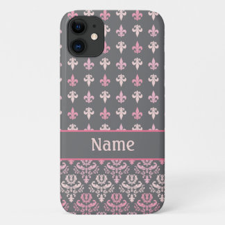 Girly rosa grauer Lilien-Damast iPhone 5 Kasten Case-Mate iPhone Hülle