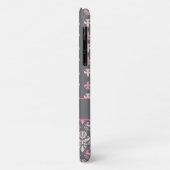 Girly rosa grauer Lilien-Damast iPhone 5 Kasten Case-Mate iPhone Hülle (Hinten/Links)