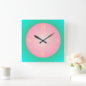 Girly rosa grüne Yellow> Wanduhr (Zuhause)