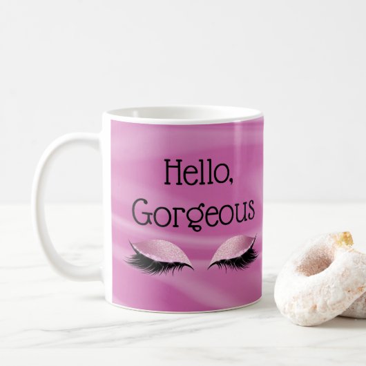 Girly Rosa-hallo herrliches Auge peitscht Kaffeetasse (Mit Donut)