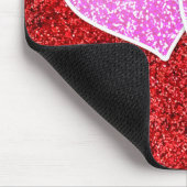 GIRLY ROSA HERZ-ROT-GLITZER MOUSEPAD (Ecke)