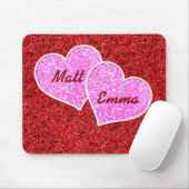 GIRLY ROSA HERZ-ROT-GLITZER MOUSEPAD (Mit Mouse)