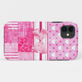 Girly rosa Herzen und Polka-Punkt-niedlicher Bogen Case-Mate iPhone Hülle (Rückseite (Horizontal))