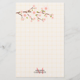 Girly rosa Kirschblüte personalisiert Briefpapier