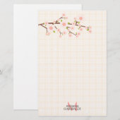 Girly rosa Kirschblüte personalisiert Briefpapier (Vorne/Hinten)