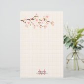 Girly rosa Kirschblüte personalisiert Briefpapier (Stehend Vorderseite)