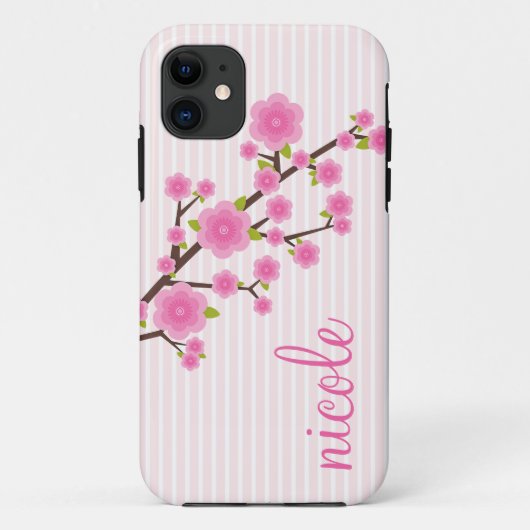 Girly rosa Kirschblüte personalisiert Case-Mate iPhone Hülle (Rückseite)