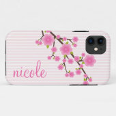 Girly rosa Kirschblüte personalisiert Case-Mate iPhone Hülle (Rückseite (Horizontal))