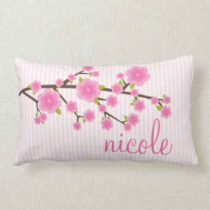 Girly rosa Kirschblüte personalisiert Lendenkissen