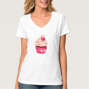 Girly rosa kleiner Kuchen besprüht und Kirsche T-Shirt