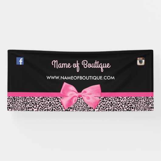 Girly rosa Leopard-Druck-niedliche Bogen-Butike 6 Banner (Horizontal)