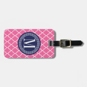 Girly rosa marokkanisches Fliesen-Gitter Gepäckanhänger (Vorderseite horizontal)