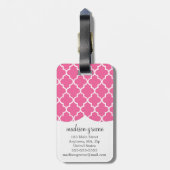 Girly rosa marokkanisches Fliesen-Gitter Gepäckanhänger (Rückseite vertikal)