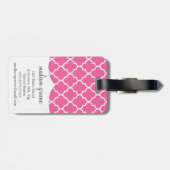 Girly rosa marokkanisches Fliesen-Gitter Gepäckanhänger (Rückseite horizontal)