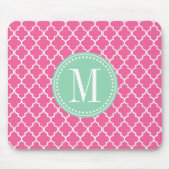 Girly rosa marokkanisches Fliesen-Gitter Mousepad (Vorne)