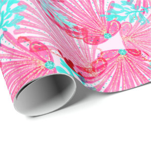 Girly rosa Muschel-Muster Geschenkpapier