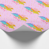 Girly rosa niedliche Dinosaurier mit Geschenkpapier (Ecke)
