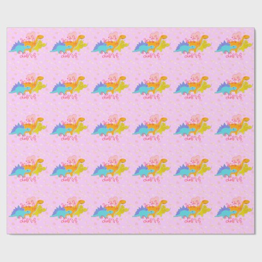 Girly rosa niedliche Dinosaurier mit Geschenkpapier (Flach)