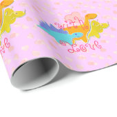 Girly rosa niedliche Dinosaurier mit Geschenkpapier (Rolleneckpunkt)