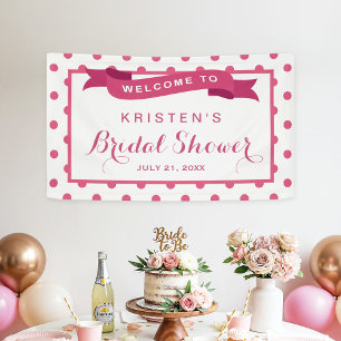 Girly rosa Polka-Punkt-Band-Brautparty Banner