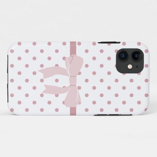 Girly rosa Punkte Case-Mate iPhone Hülle (Rückseite (Horizontal))