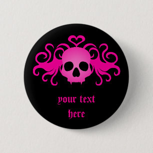 Girly rosa Schädel Button
