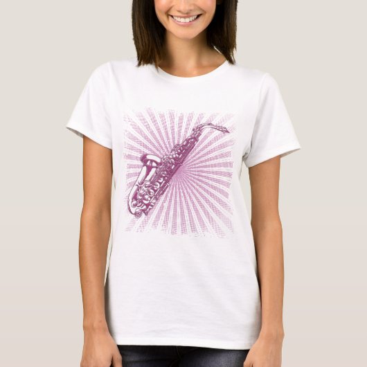 Girly rosa Schmutz-Saxophon T-Shirt (Vorderseite)
