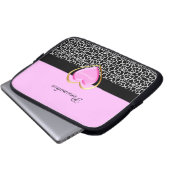 Girly rosa schwarze Prinzessin Giraffe Print und Laptopschutzhülle (Vorne Knopf)