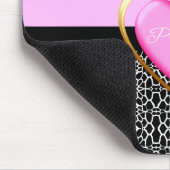 Girly rosa schwarze Prinzessin Giraffe Print und Mousepad (Ecke)