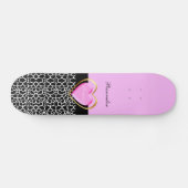 Girly rosa schwarze Prinzessin Giraffe Print und Skateboard (Horizontal)