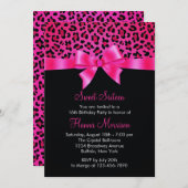 Girly rosa schwarzer Leopard-Druck-eleganter Einladung (Vorne/Hinten)