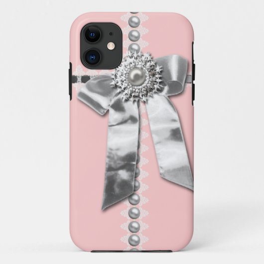 Girly rosa silberner Bogen druckte iPhone 5 Kasten Case-Mate iPhone Hülle (Rückseite)
