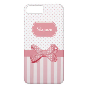 Girly Rosa-Streifen-niedlicher Polka-Punkt-Bogen Case-Mate iPhone Hülle